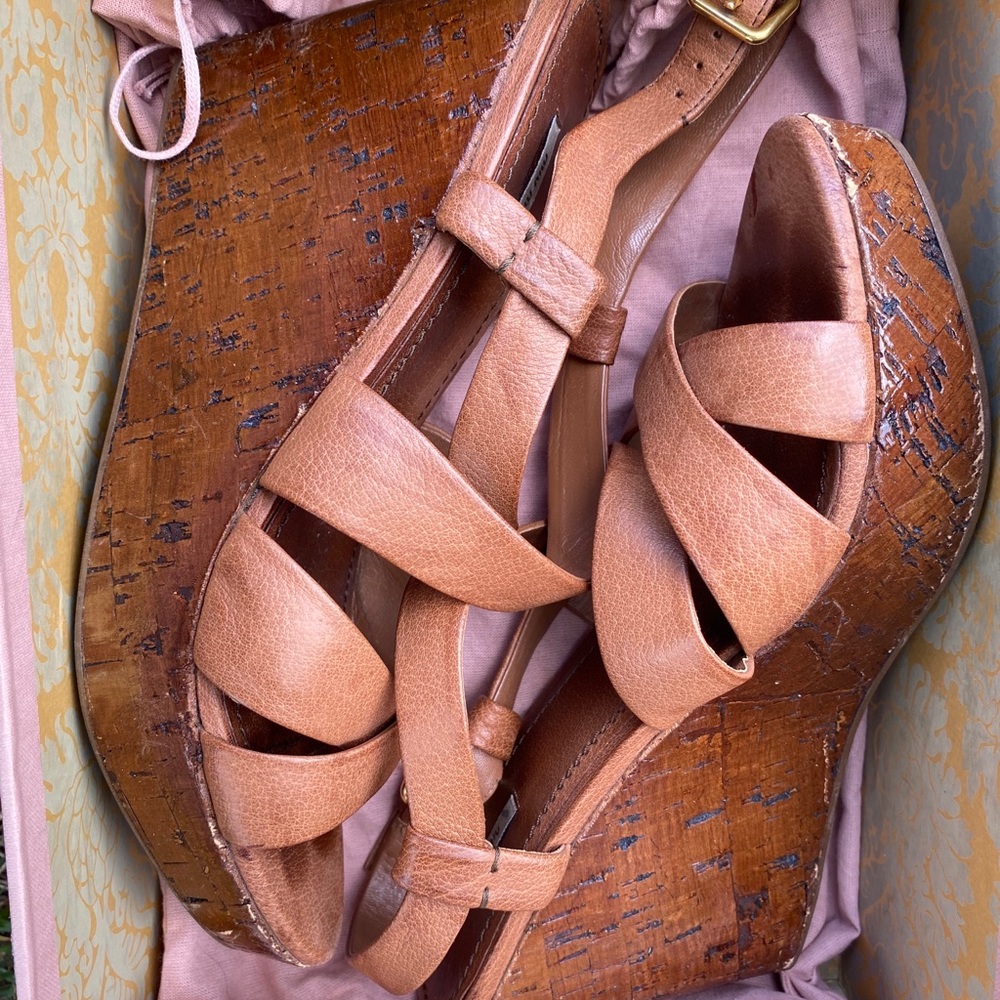 MiuMiu leather strappy platform wedge sandals